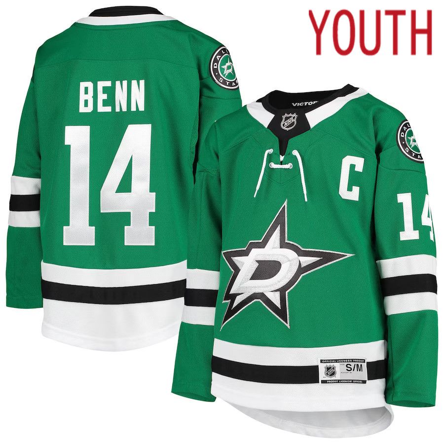 Youth Dallas Stars #14 Jamie Benn Kelly Green Home Premier Player NHL Jersey